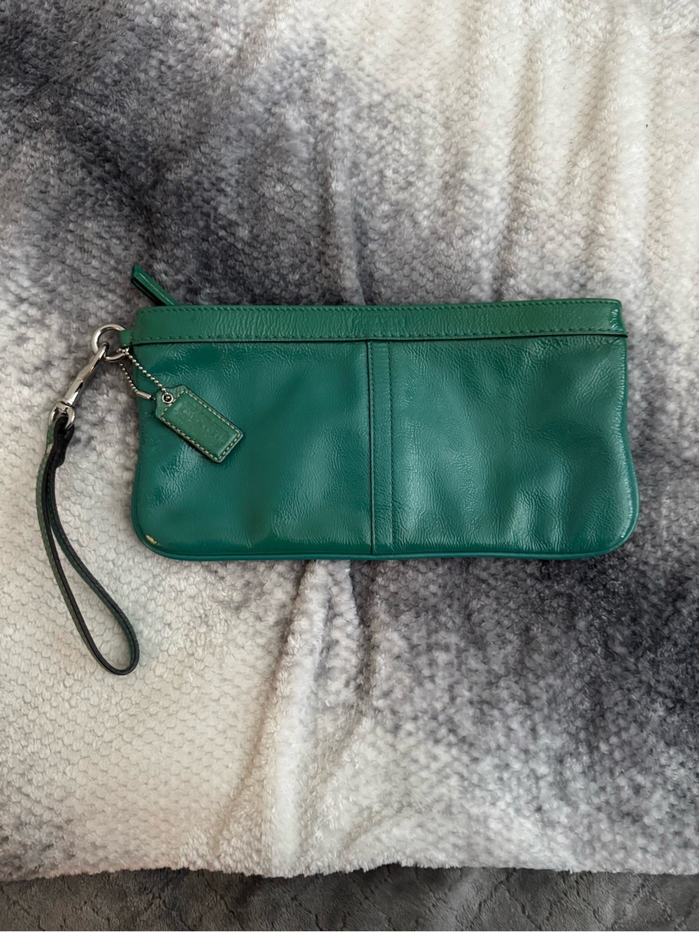 Coach Emerald Green Leather Wristlet Clutch